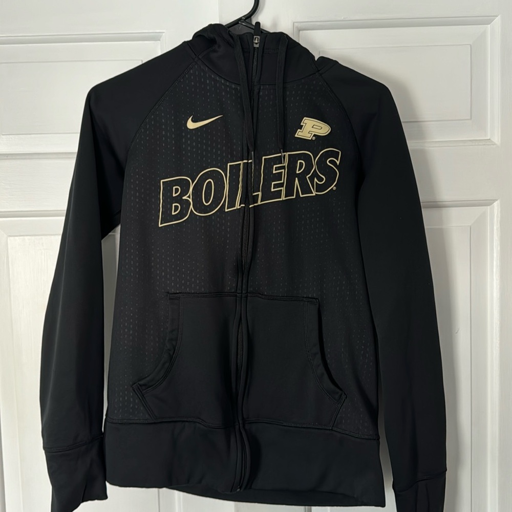 Nike Black Purdue Boilers Full-Zip Hoodie with Gold Logo